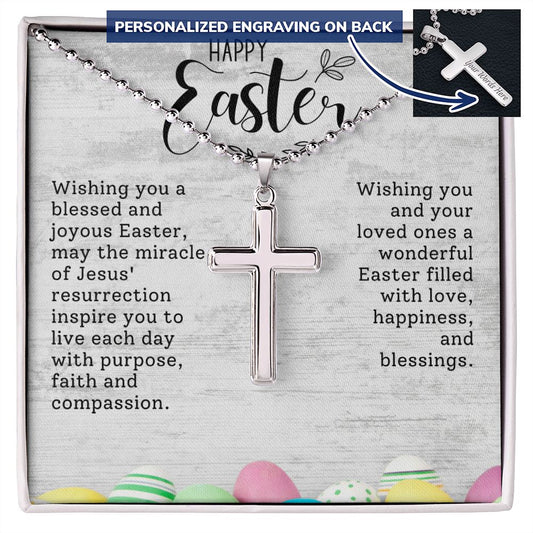 Easter Gift - Personalized Stainless Steel Cross Necklace - Engraved-[Heartfelt Family Gift]