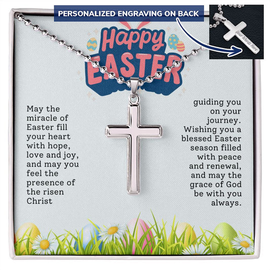 Easter Gift - Personalized Stainless Steel Cross Necklace - Engraved-[Heartfelt Family Gift]