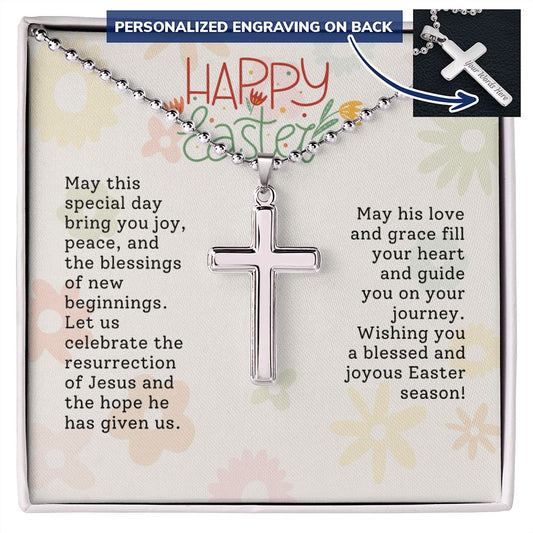 Easter Gift - Personalized Stainless Steel Cross Necklace - Engraved-[Heartfelt Family Gift]