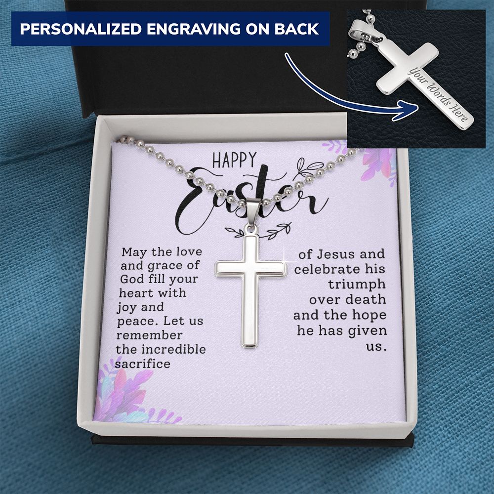 Easter Gift - Personalized Stainless Steel Cross Necklace - Engraved-[Heartfelt Family Gift]
