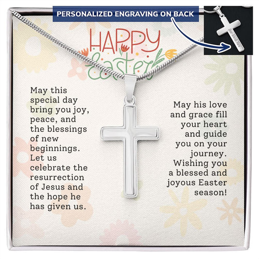 Easter Gift - Personalized Stainless Steel Cross Necklace - Engraved-[Heartfelt Family Gift]