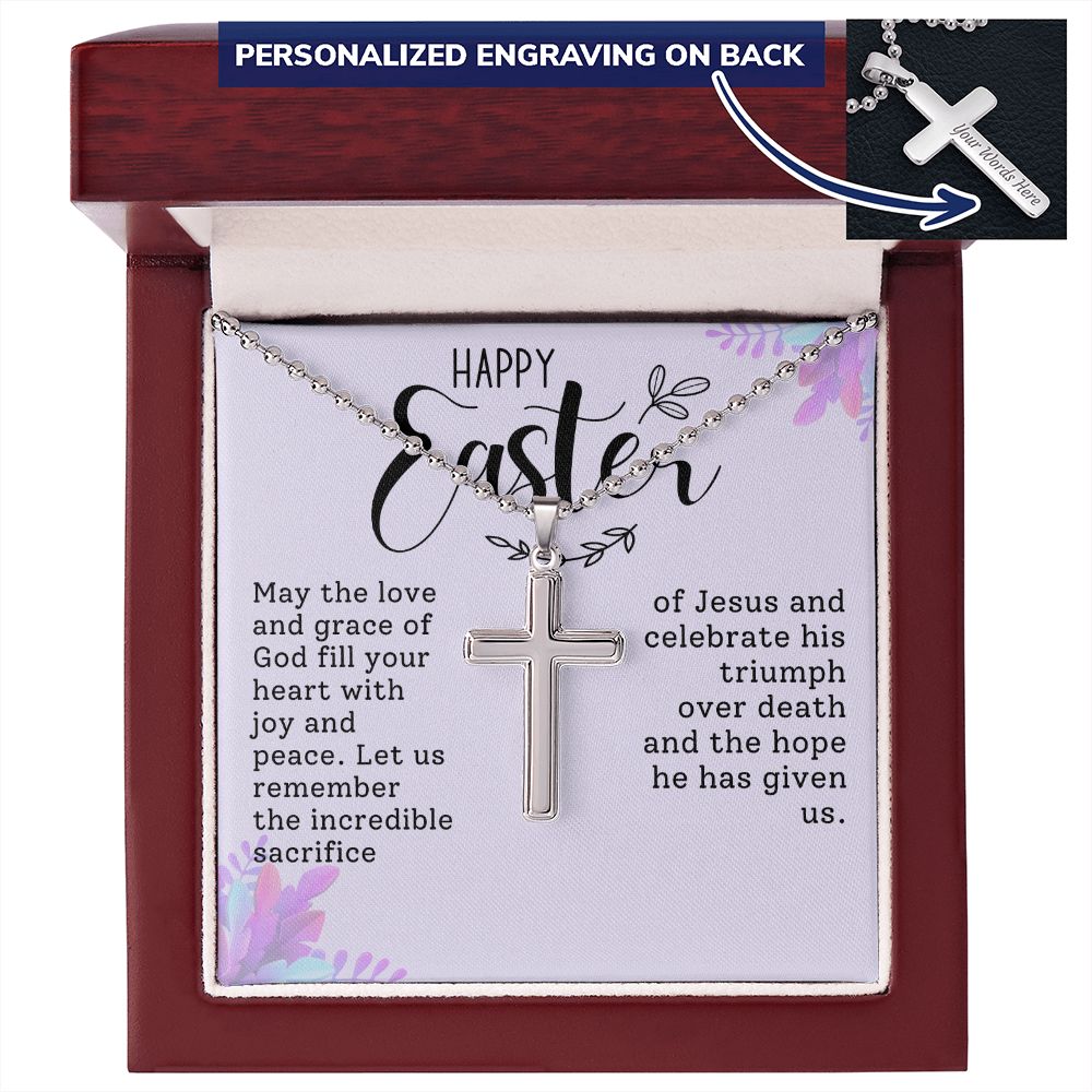 Easter Gift - Personalized Stainless Steel Cross Necklace - Engraved-[Heartfelt Family Gift]