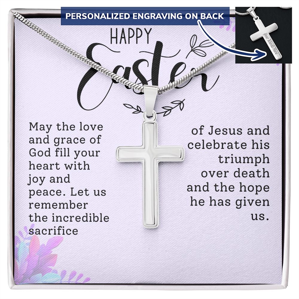 Easter Gift - Personalized Stainless Steel Cross Necklace - Engraved-[Heartfelt Family Gift]