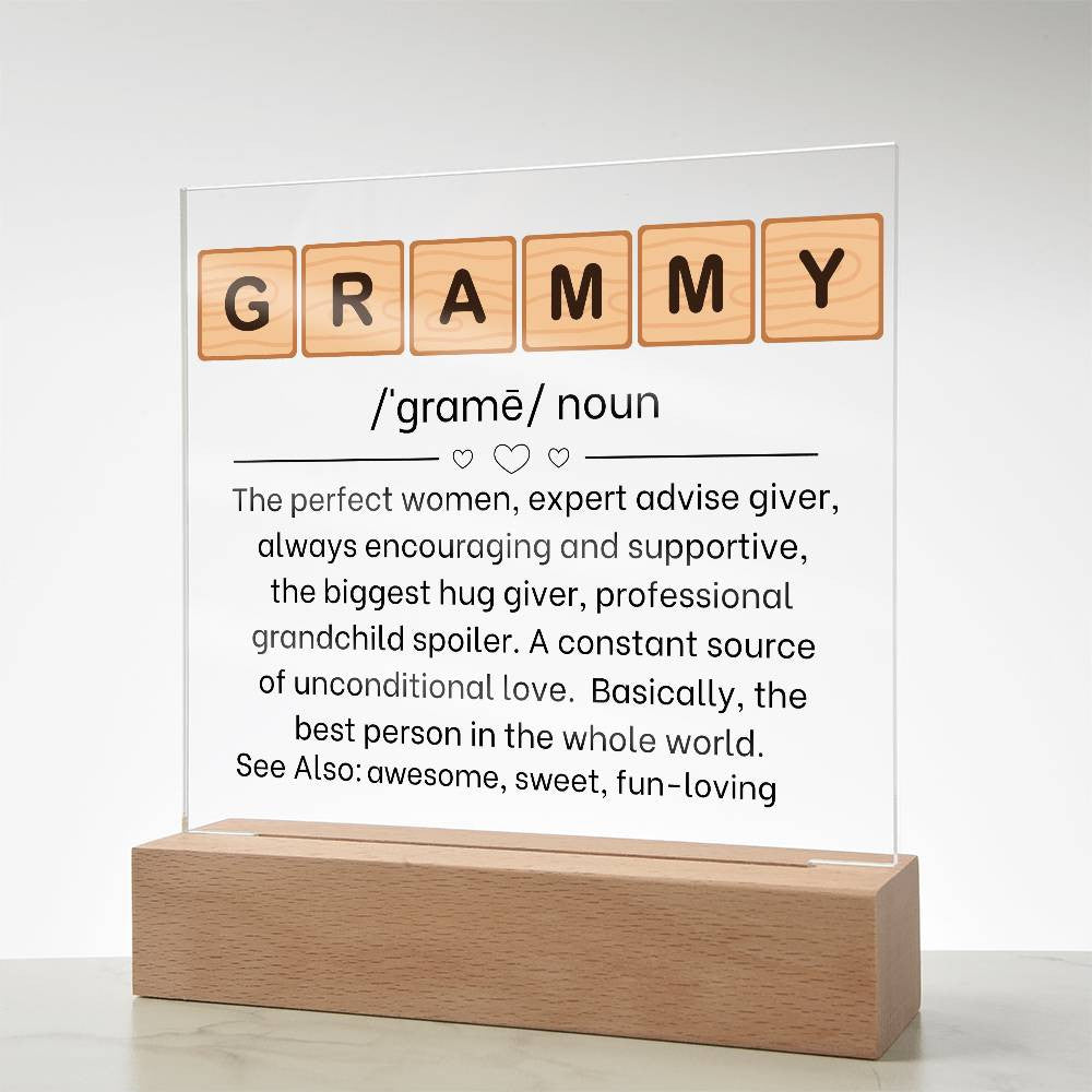 Personalized Grammy Definition Acrylic Sign with Grandkids Names