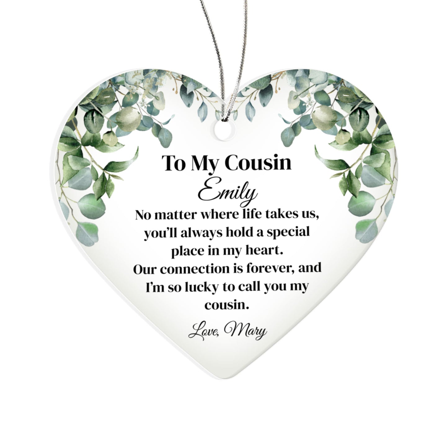 Cousin Acrylic Heart Ornament