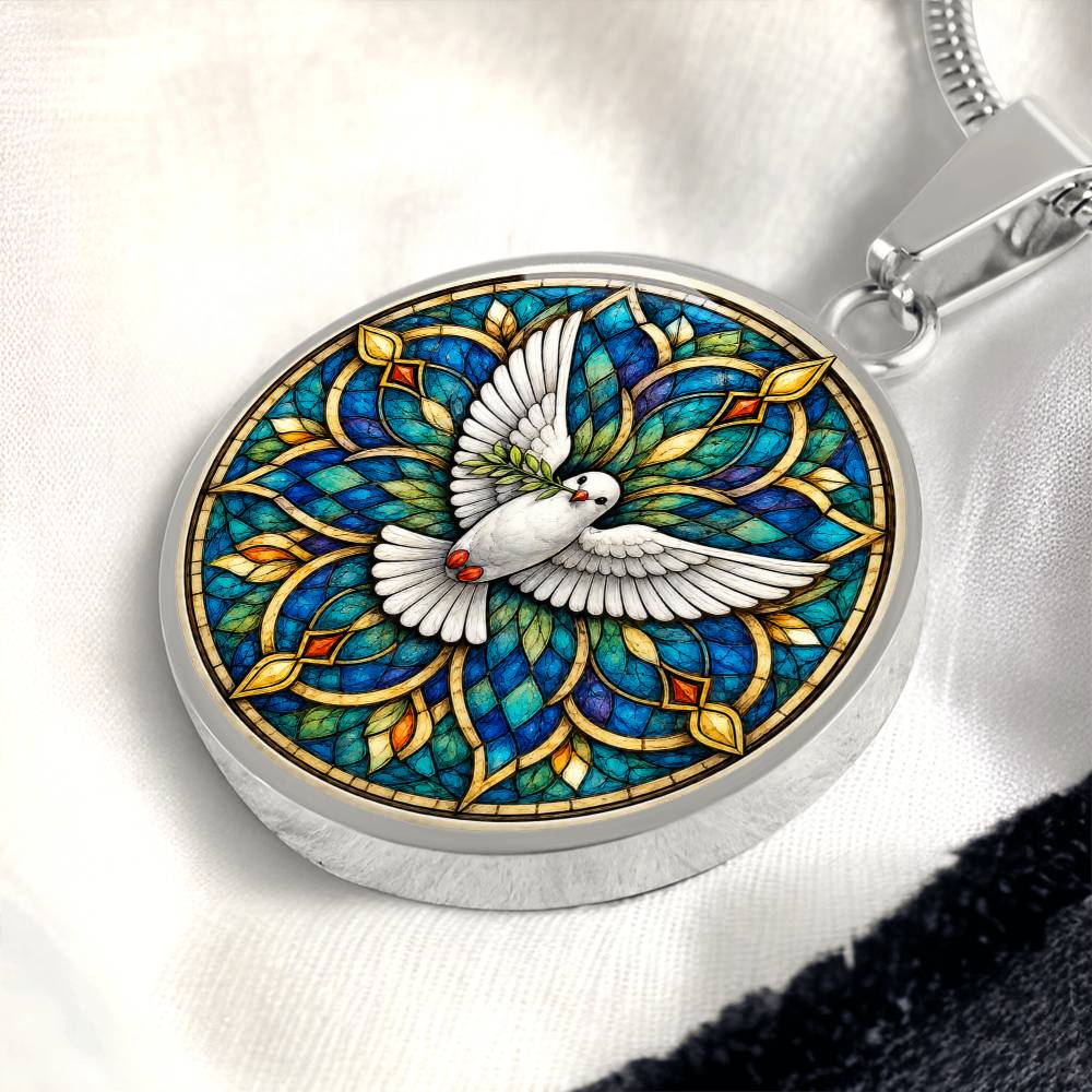 Dove Holy Cross Necklace, Personalized Spiritual Pendant, Memorial Jewelry, Religious Faith Gifts