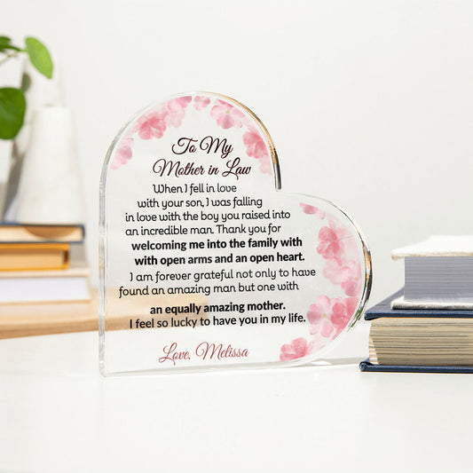 Mother in Law Heart Acrylic Plaque-[Heartfelt Family Gift]