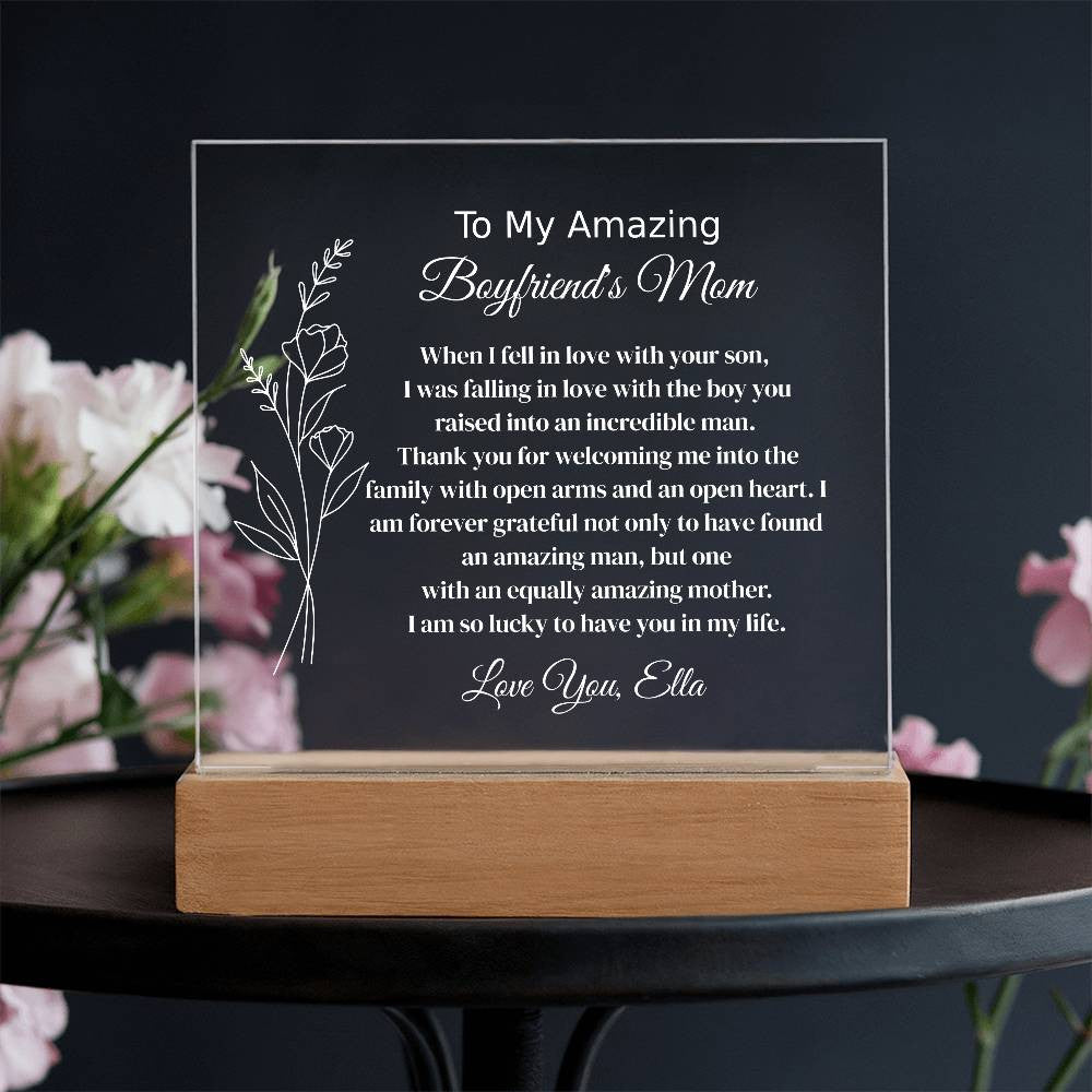 Personalized Boyfriend's Mom Lighted Plaque