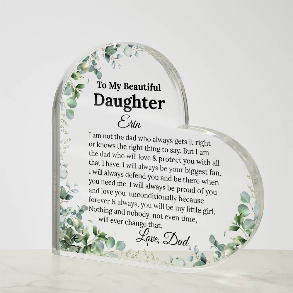 Personalized Daughter Heart Plaque, Father to Daughter Gift,