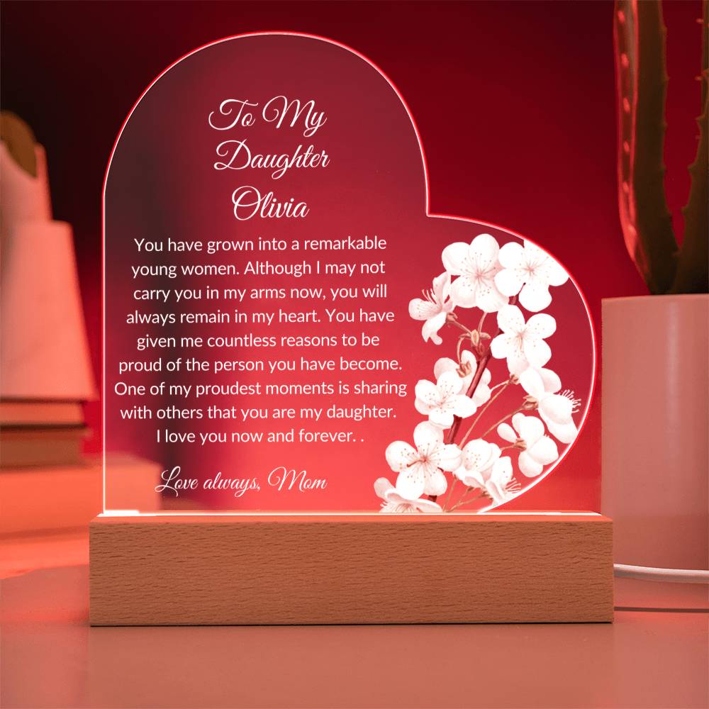 Daughter Acrylic Heart Plaque LED