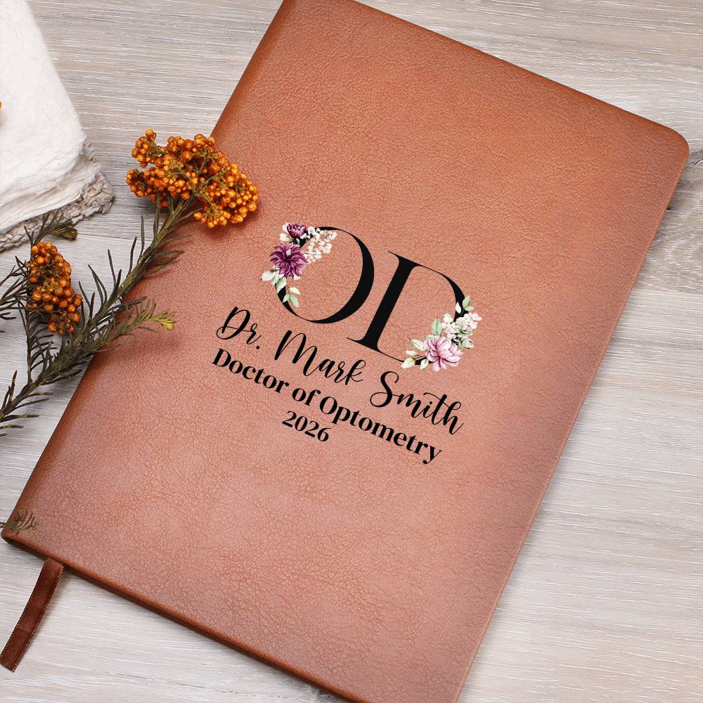 Personalized OD Journal, Optometry Gift, Custom Doctor of Optometry 2026 Notebook, Vegan Leather Cover, Graduation Gift
