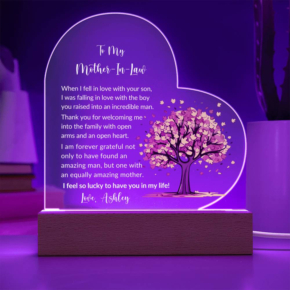 Mother In Law Acrylic Heart Plaque Gift