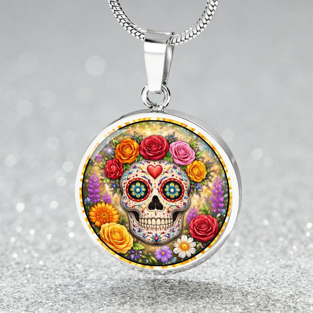 Sugar Skull Personalized Engraved Necklace Bracelet or Keychain
