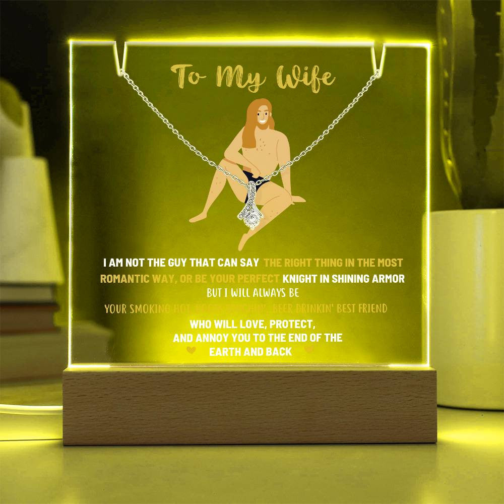 To My Wife Acrylic Jewelry Holder with Alluring Beauty Necklace-[Heartfelt Family Gift]