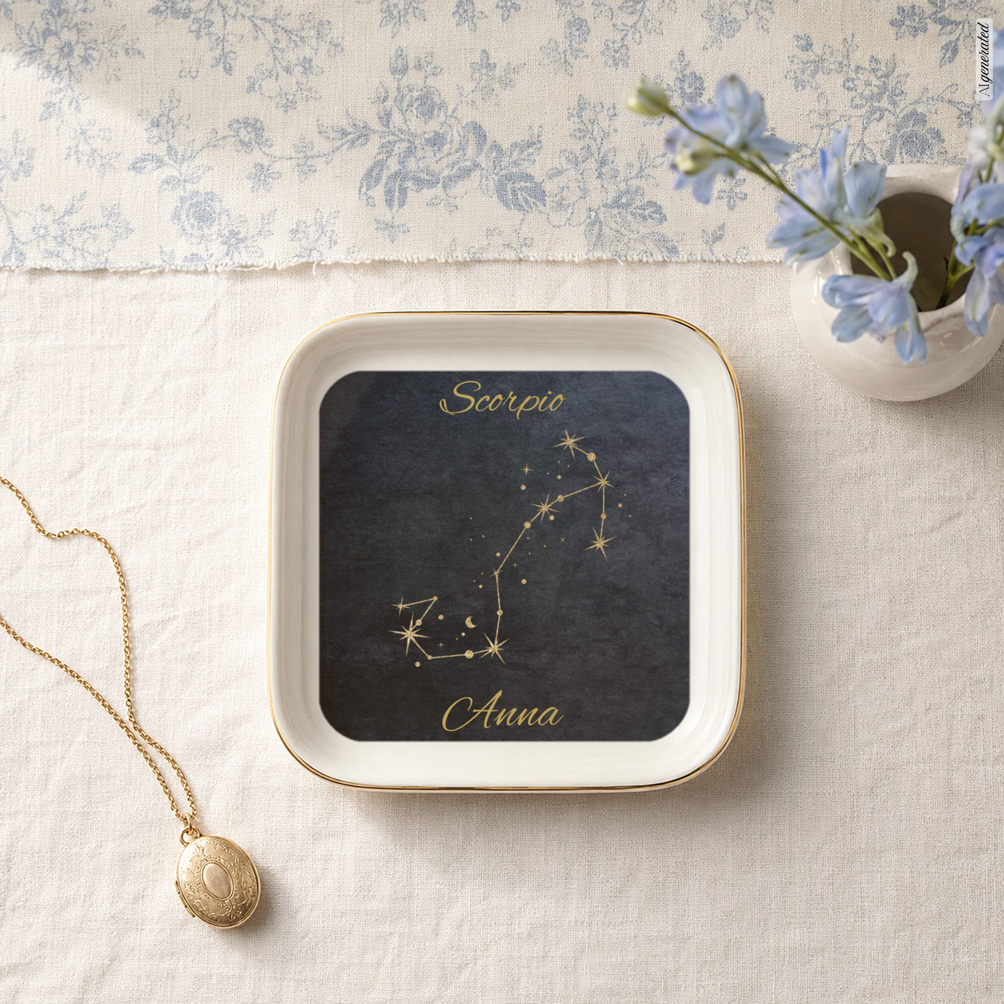 Scorpio Zodiac Jewelry Dish, Gold Constellation Trinket Tray, Astrology Gift for Scorpio, Ceramic Ring Holder, Birthday Gift for Her