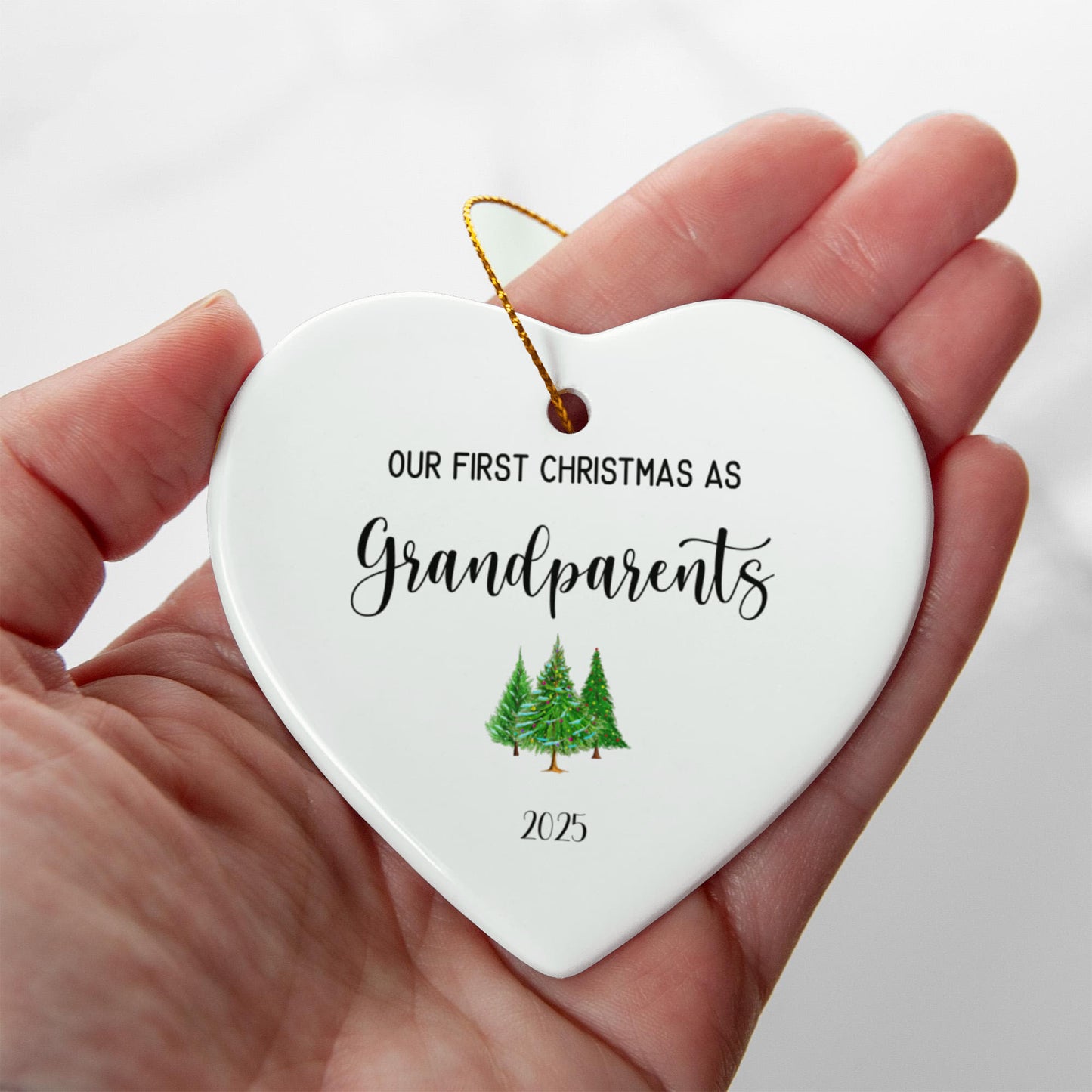 First Christmas As Grandparents Ceramic Heart Ornament