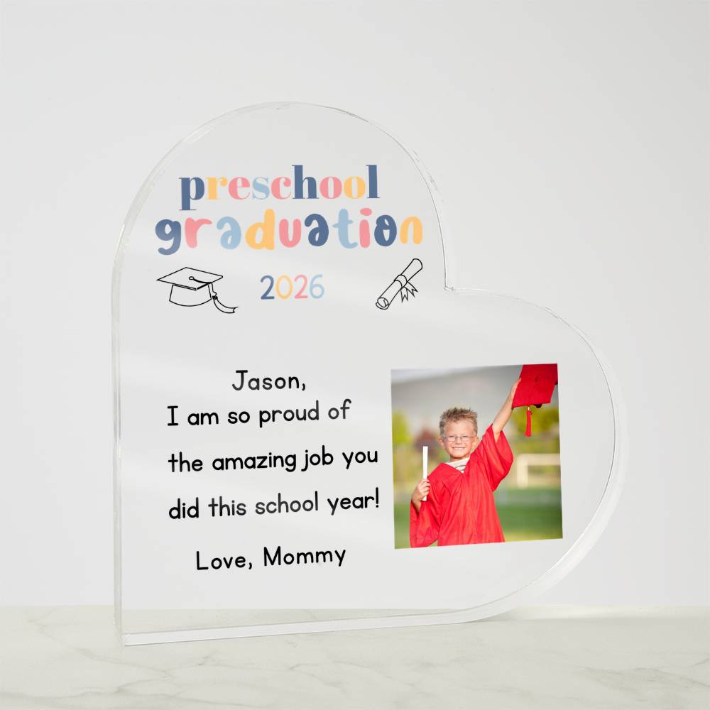 Personalized Preschool Graduation Heart Plaque Gift