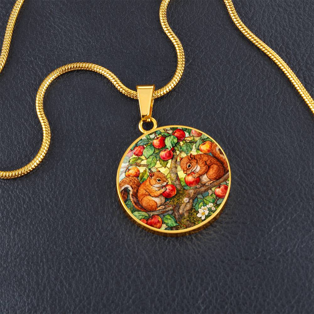 Squirrels in Apple Tree Jewelry, Engraved Necklace Bracelet Keychain, Nature Lover Gift, Animal  Woodland Forest Keepsake