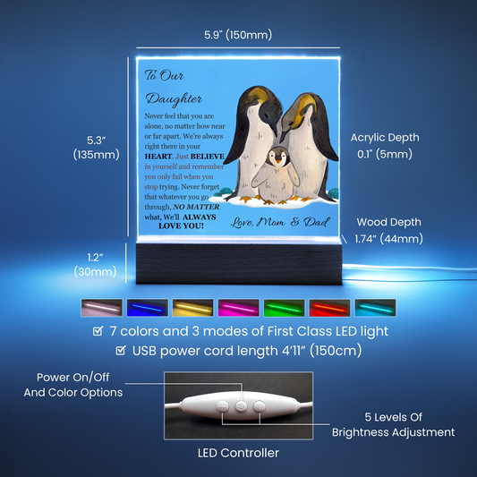 To Our Daughter Penquin Plaque-[Heartfelt Family Gift]