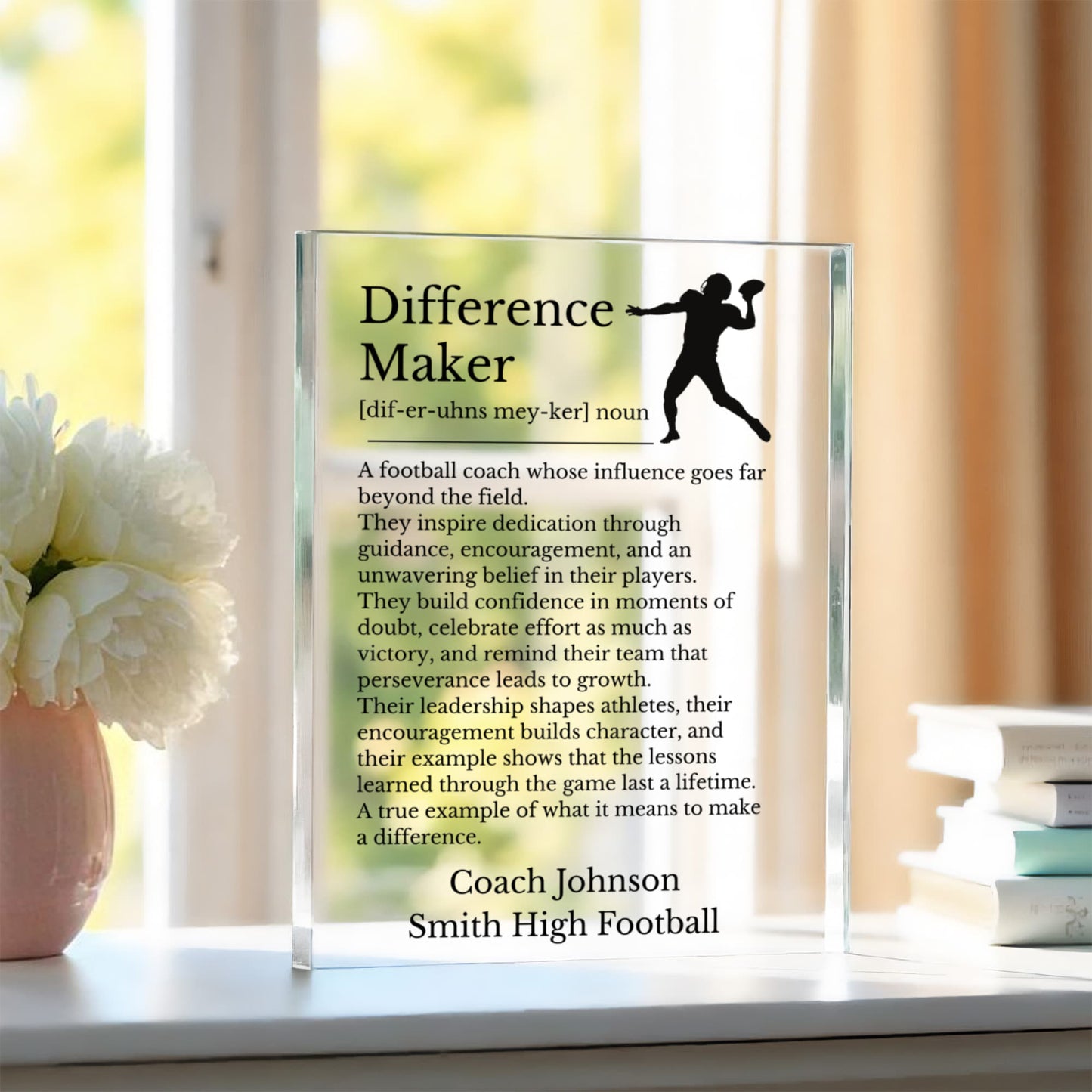 Football Coach Difference Maker Plaque