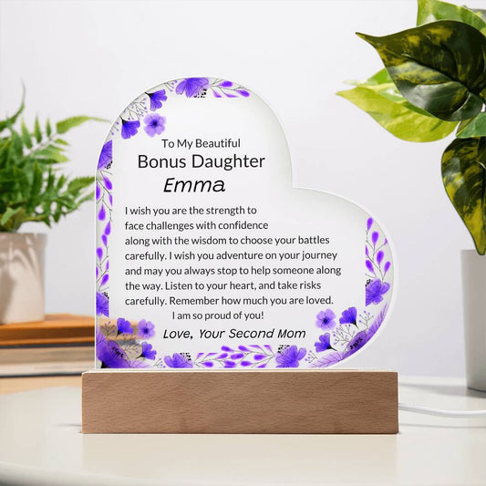 Bonus Daughter Personalized LED  Heart Plaque-[Heartfelt Family Gift]