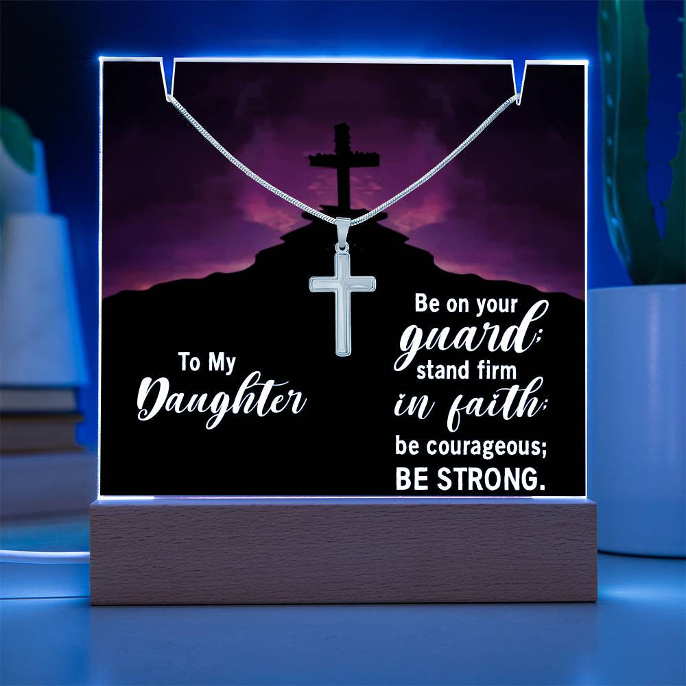 Daughter Stand Firm Religious Plaque & Cross Gift Set-[Heartfelt Family Gift]