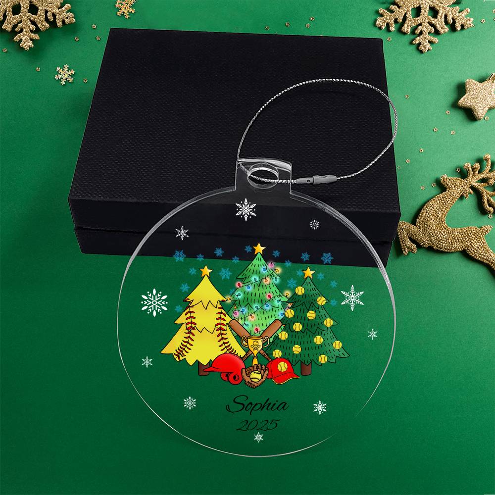 Softball Christmas Tree Ornament