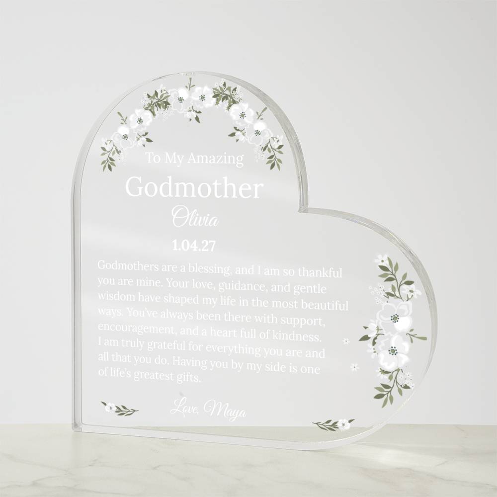 Personalized Godmother Acrylic Heart Gift