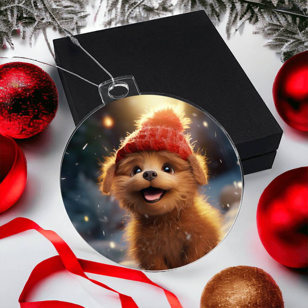 Cute Puppy Dog Acrylic Christmas Ornament-[Heartfelt Family Gift]
