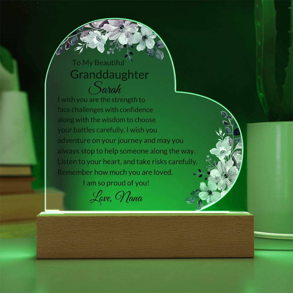 Granddaughter Personalized LED  Heart Plaque-[Heartfelt Family Gift]