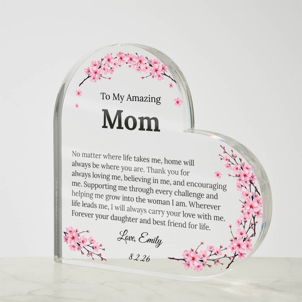 Mom Heart Plaque From Daughter or Son
