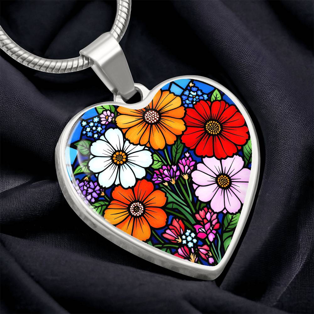 Floral Necklace with Engraving