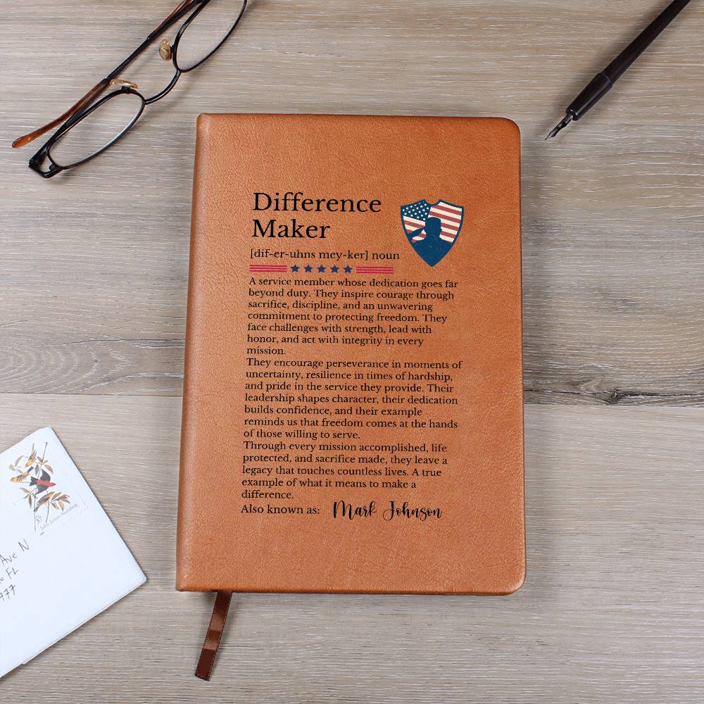 Veteran Journal Gift, Personalized Vegan Leather Notebook, Inspiring Daily Planner, Unique Gift for Veterans, Military Keepsake