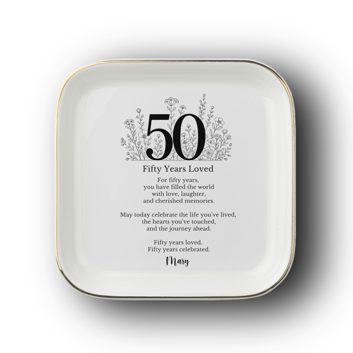 50th Birthday Jewelry Ring Dish