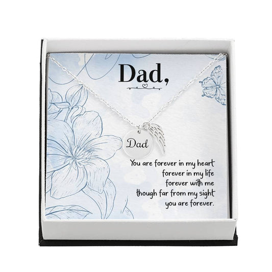 Dad Memorial Necklace Angel Wing Charm-[Heartfelt Family Gift]