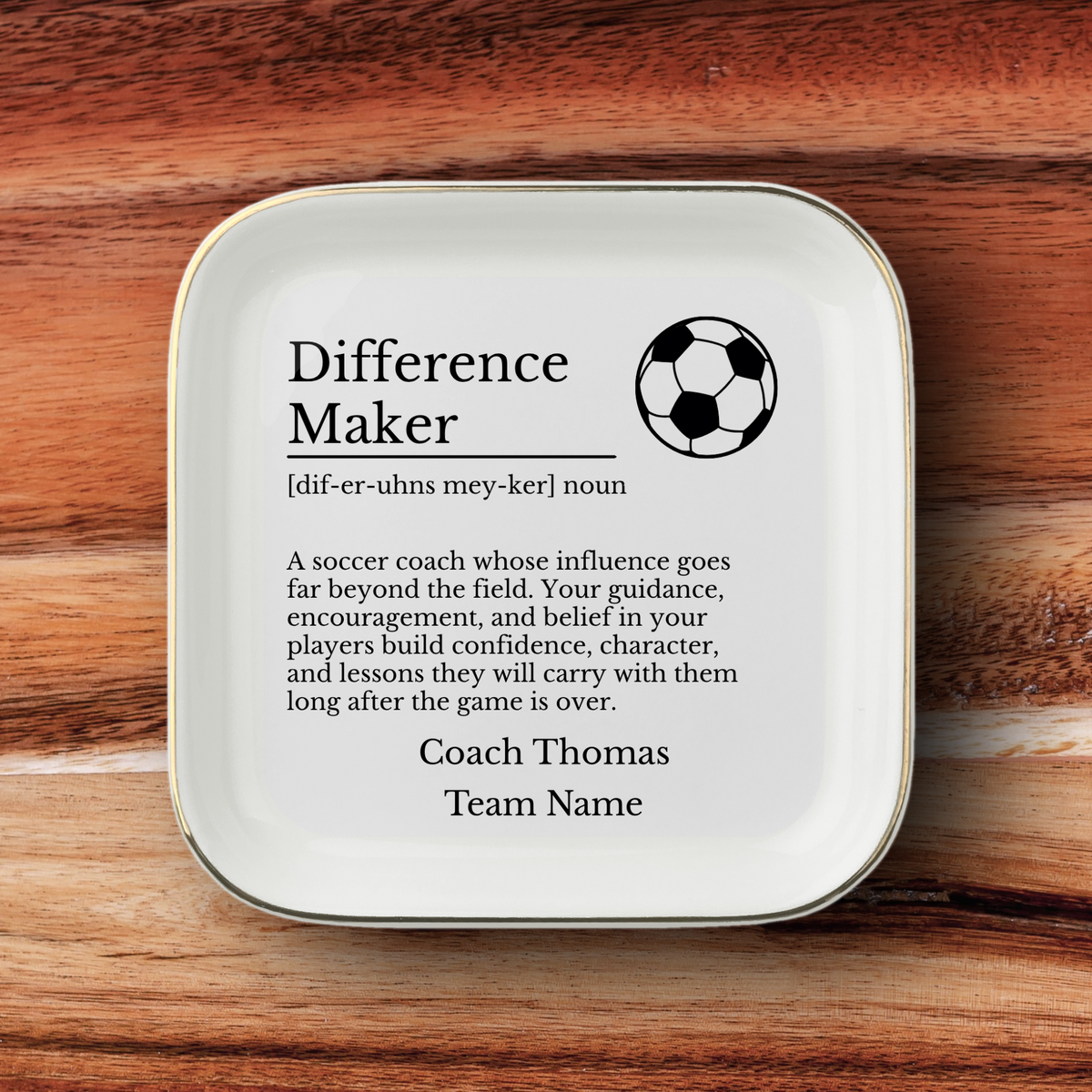 Soccer Coach Jewelry Dish Trinket Tray