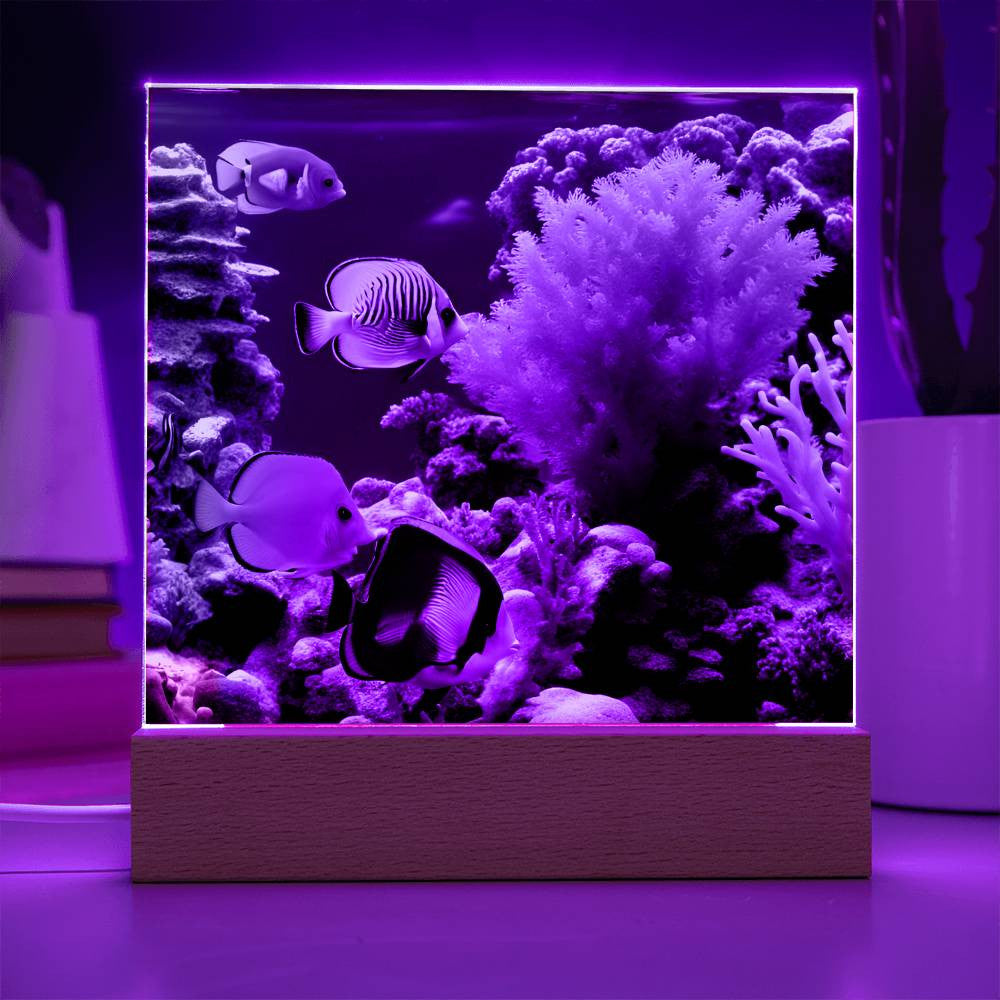 Coral Reef Salt Water Fish Virtual Aquarium Desk Decor Plaque-[Heartfelt Family Gift]