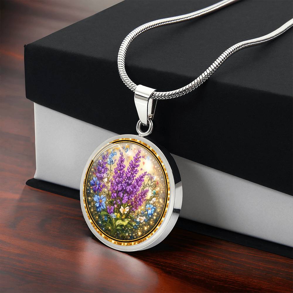 Lavender Flowers Personalized Engraved Necklace Bracelet or Keychain