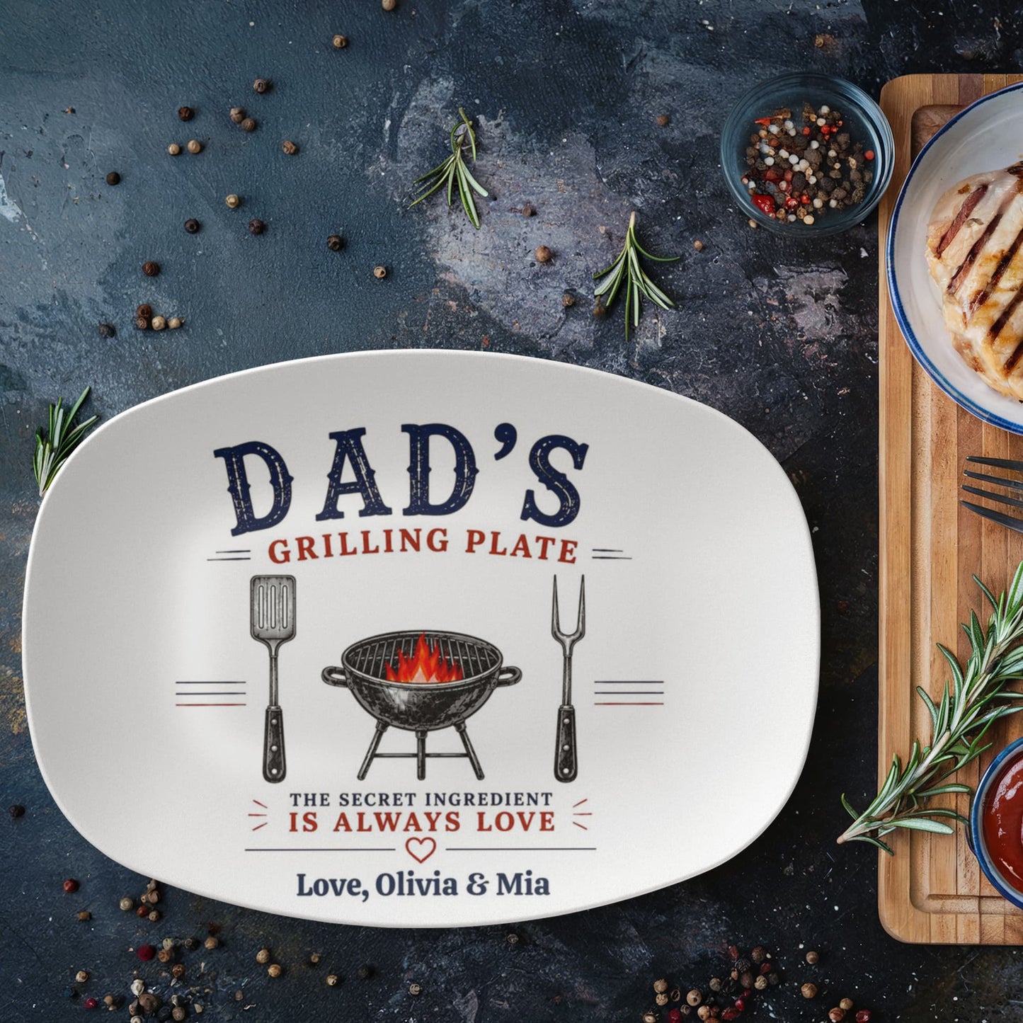 Personalized Dad Grilling Plate, Custom BBQ Gift, Father's Day Grill Platte from Kids, Gift for Grill Master