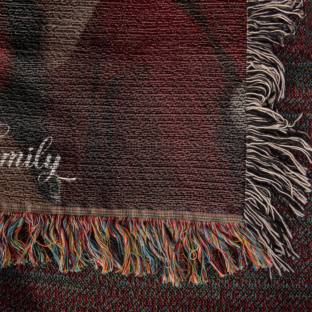 Custom Family Photo Blanket, Personalized Christmas Gifts for Grandma, Custom Blanket with Text, Woven Picture Blanket-[Heartfelt Family Gift]