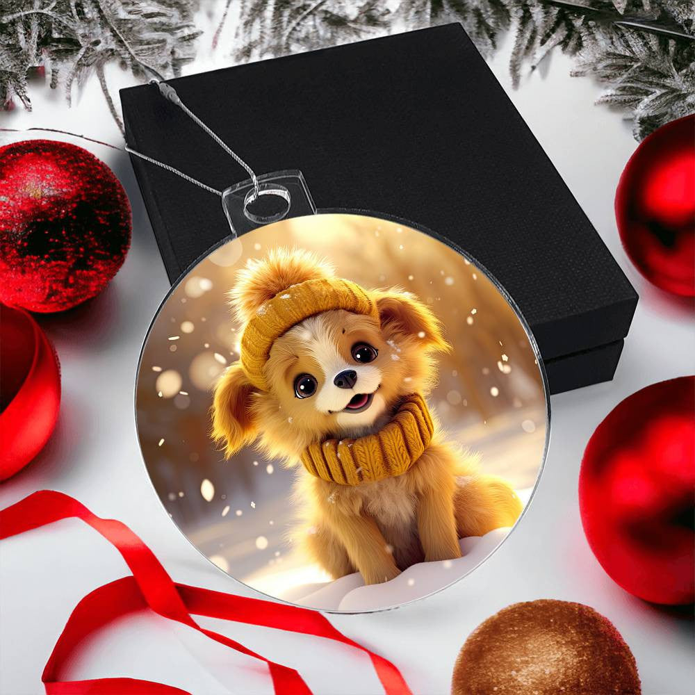 Cute Puppy Acrylic Christmas Ornament-[Heartfelt Family Gift]