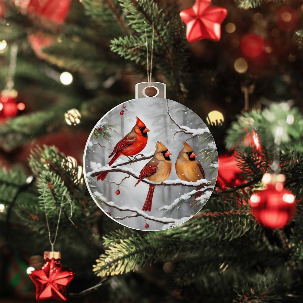 Cardinal Ornament, Print Cardinal Ornament, Christmas Tree Decorations, Acrylic Cardinal Christmas Ornament, Cardinal Christmas Ornament-[Heartfelt Family Gift]