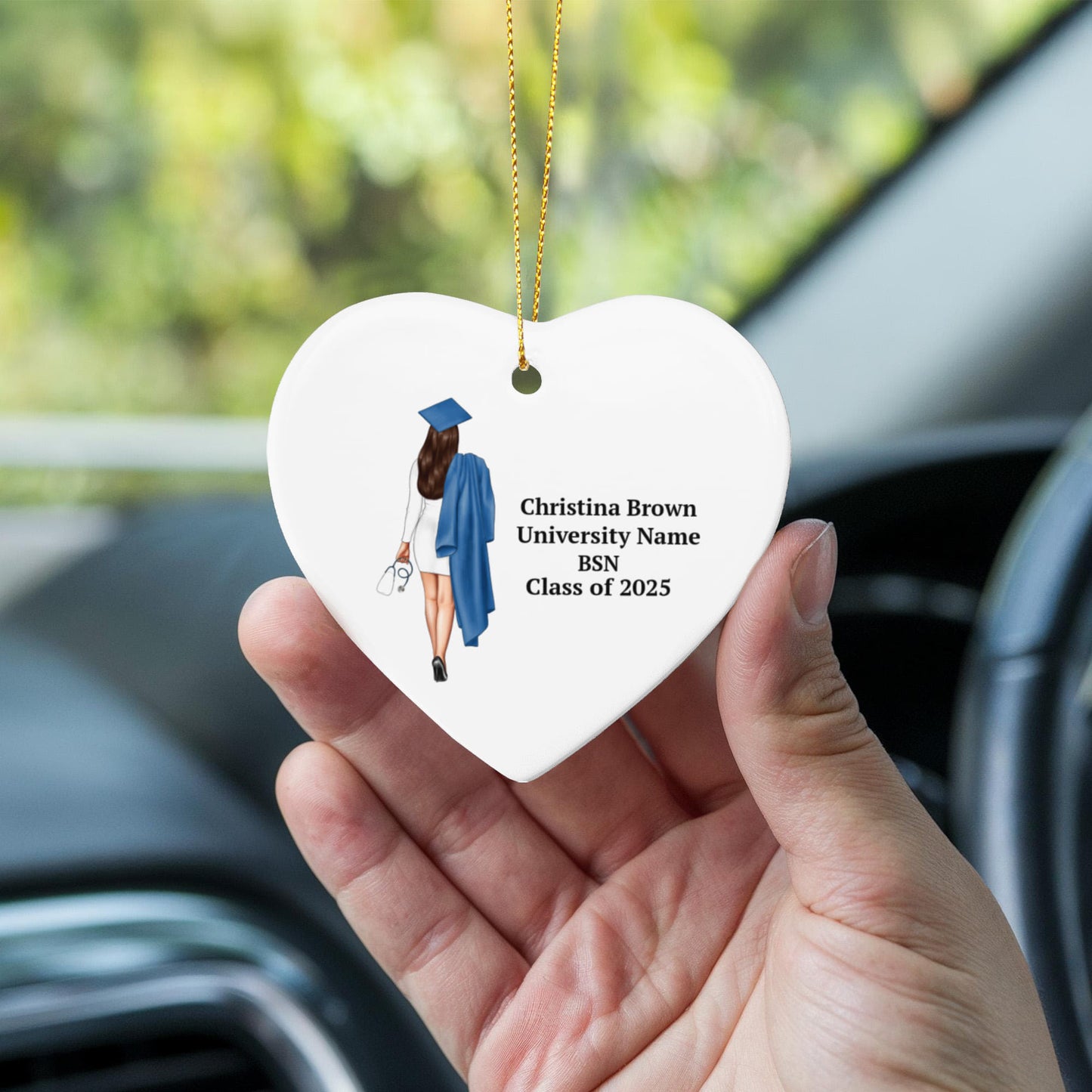 Nurse Graduation Ceramic Heart Ornament