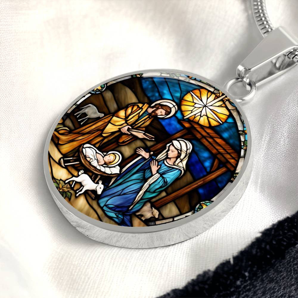 Baby Jesus Mary and Joseph Necklace