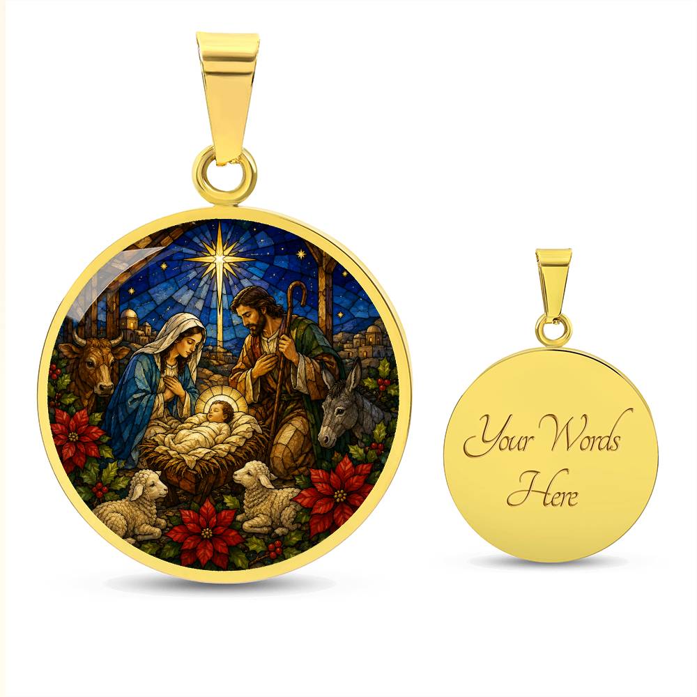 Nativity Scene Necklace, Religious Jewelry Gift, Personalized Christmas Pendant