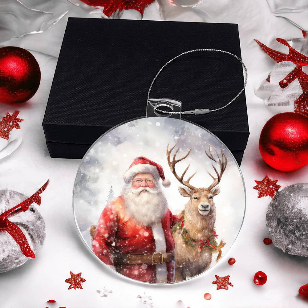 Santa Reindeer Acrylic Christmas Ornament-[Heartfelt Family Gift]