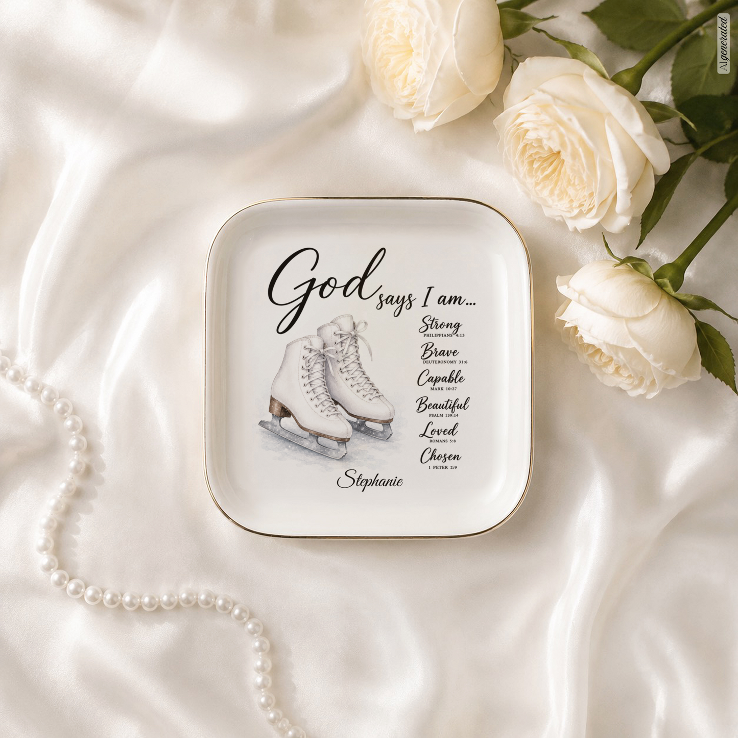 Ice Skating Christian Jewelry Dish Trinket Tray
