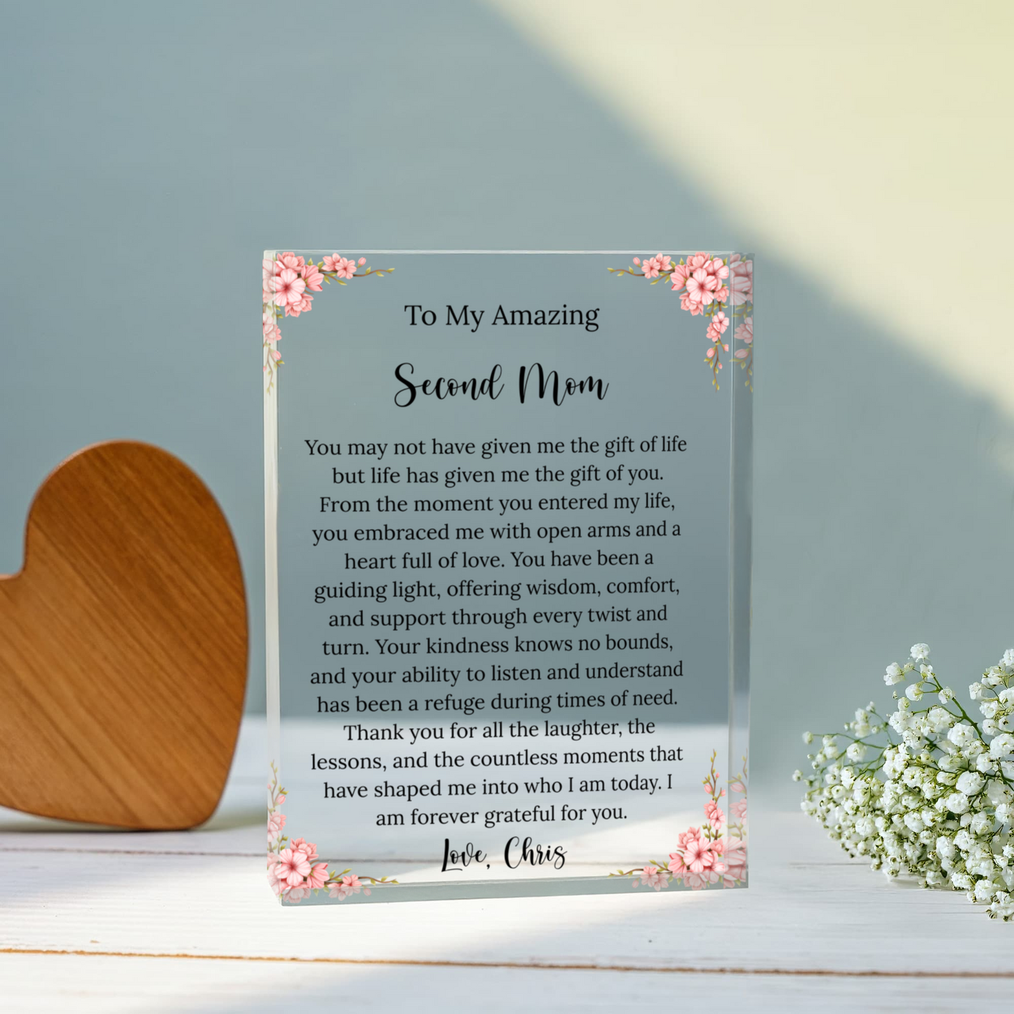 Second Mom Floral Acrylic Plaque Gift