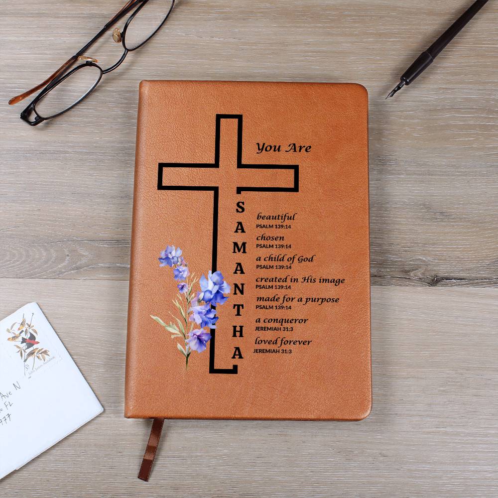 Vegan Leather Journal with Personalized Birth Flowe