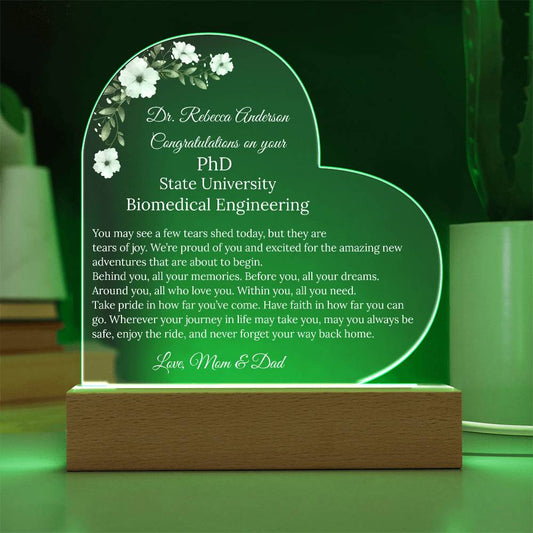 Personalized Doctorate Degree Phd Graduation Plaque